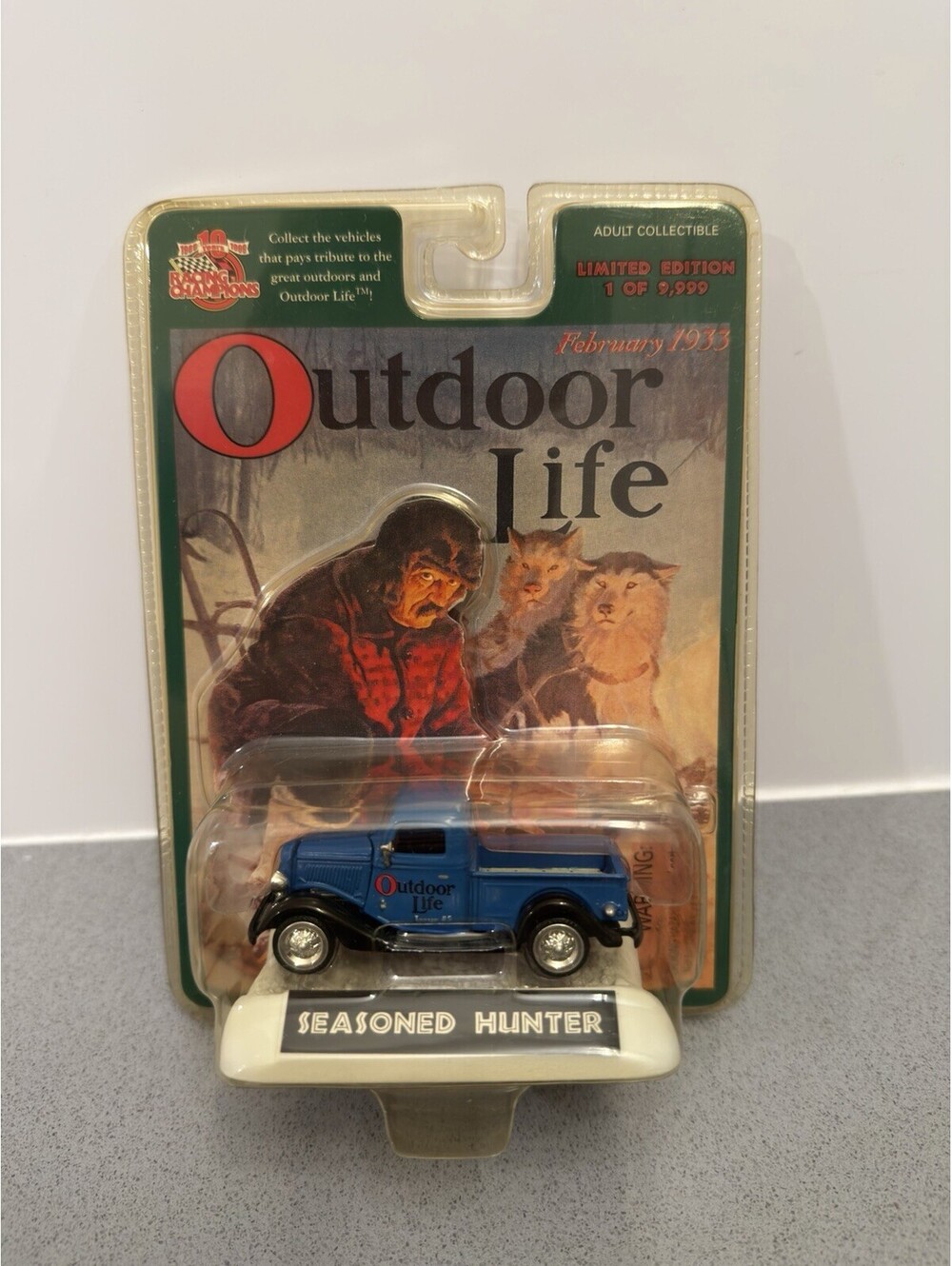 1999 Racing Champion 1935 FORD PICKUP TRUCK Blue Outdoor Life SEASON HUNTER 1:64